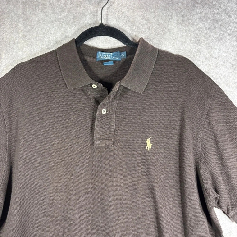 Polo Ralph Lauren Polo Shirt Mens L Brown Short Sleeve Pique Pony Logo Preppy